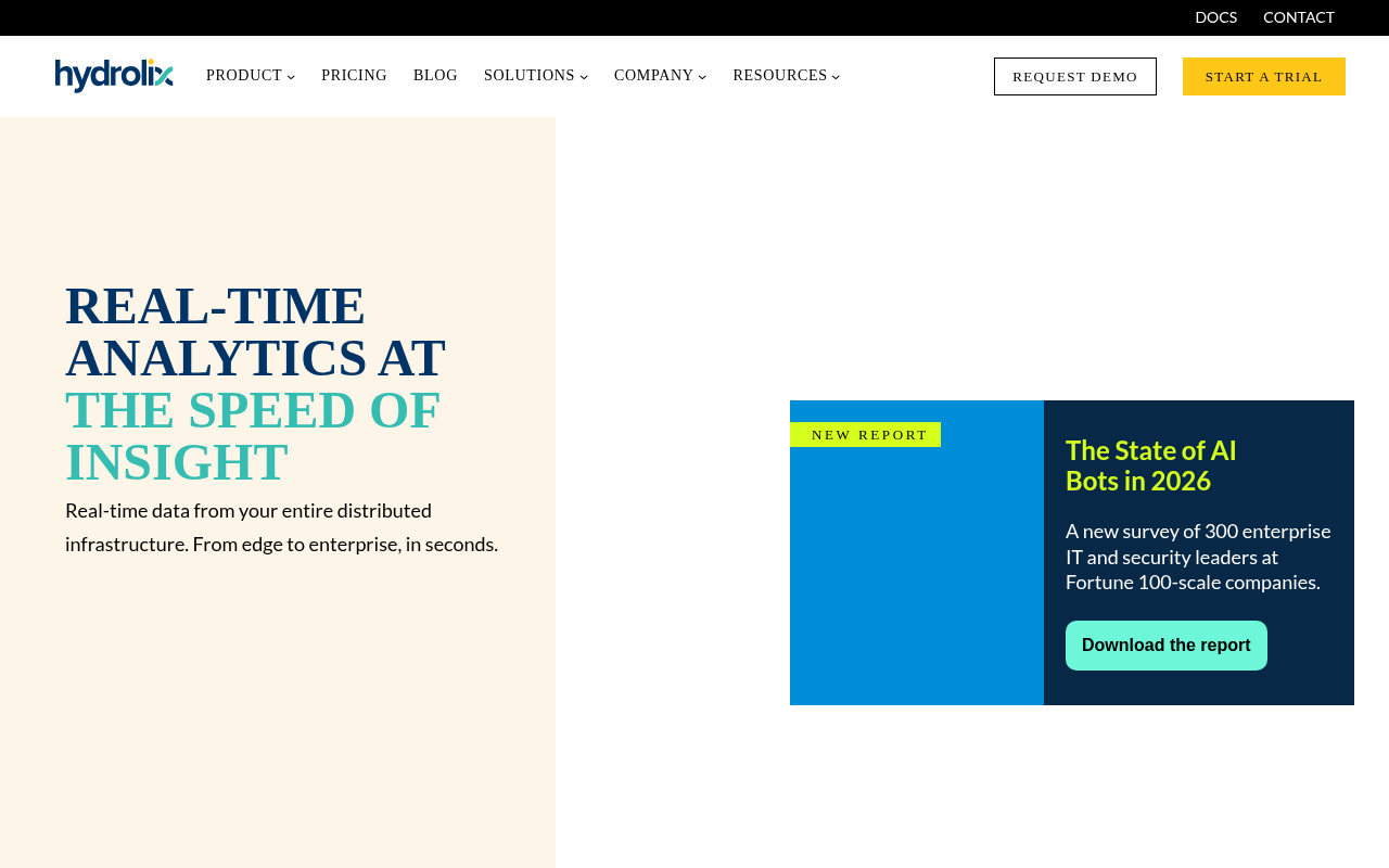 Hydrolix homepage screenshot