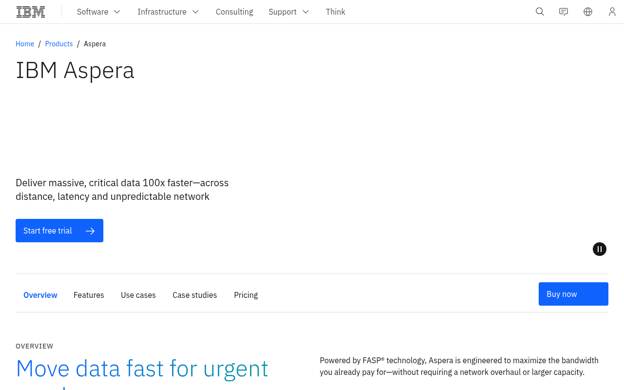 IBM Aspera homepage screenshot