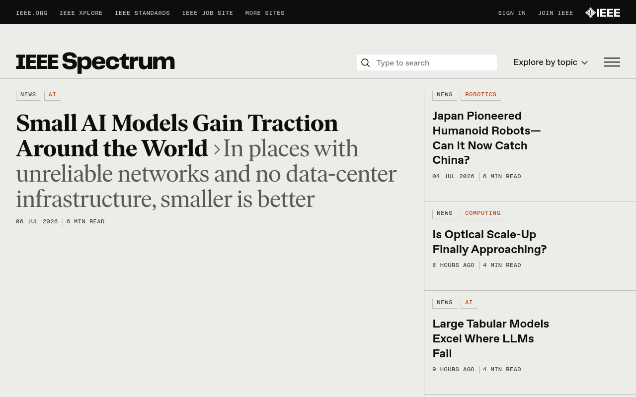 IEEE Spectrum homepage screenshot