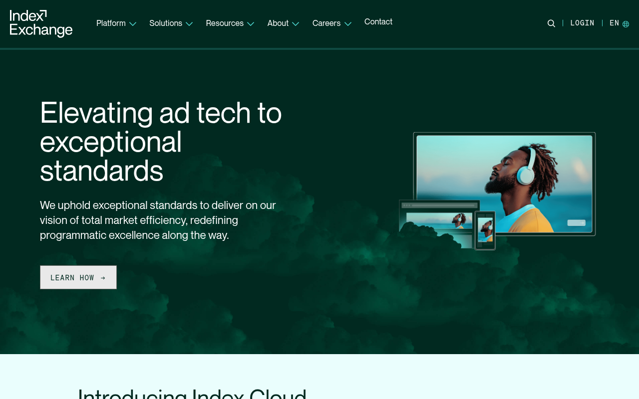 Index Exchange homepage screenshot