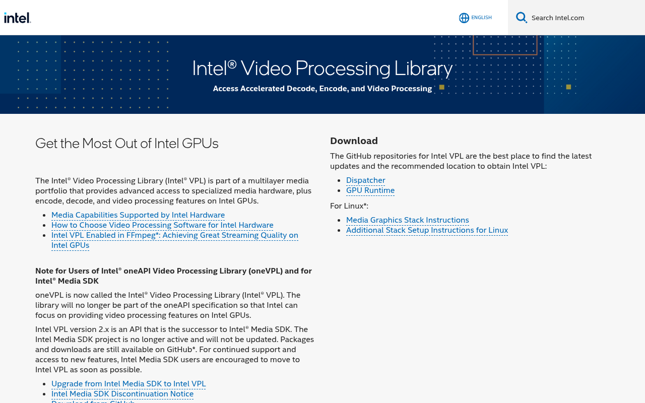 Intel homepage screenshot