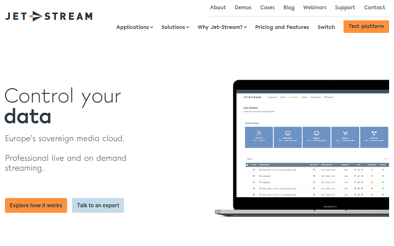 Jet-Stream homepage screenshot