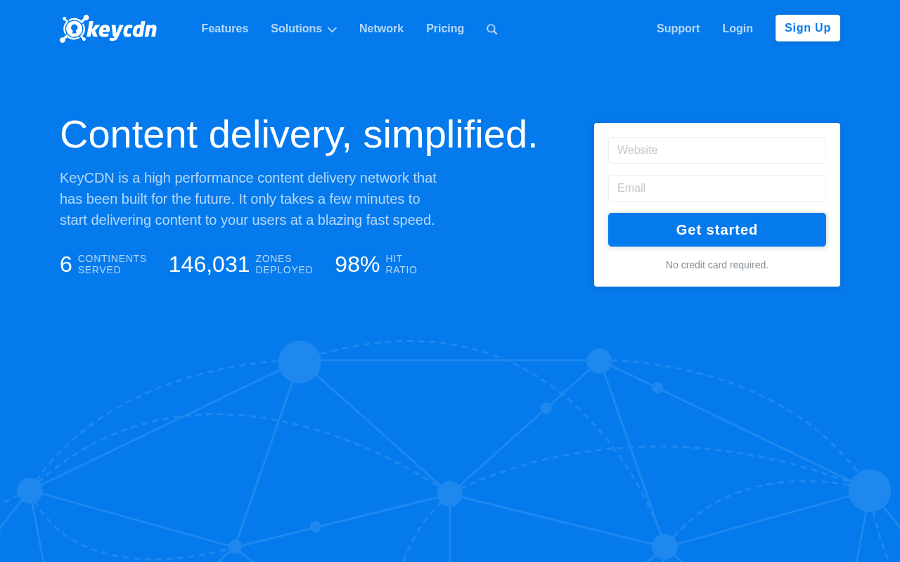 KeyCDN homepage screenshot
