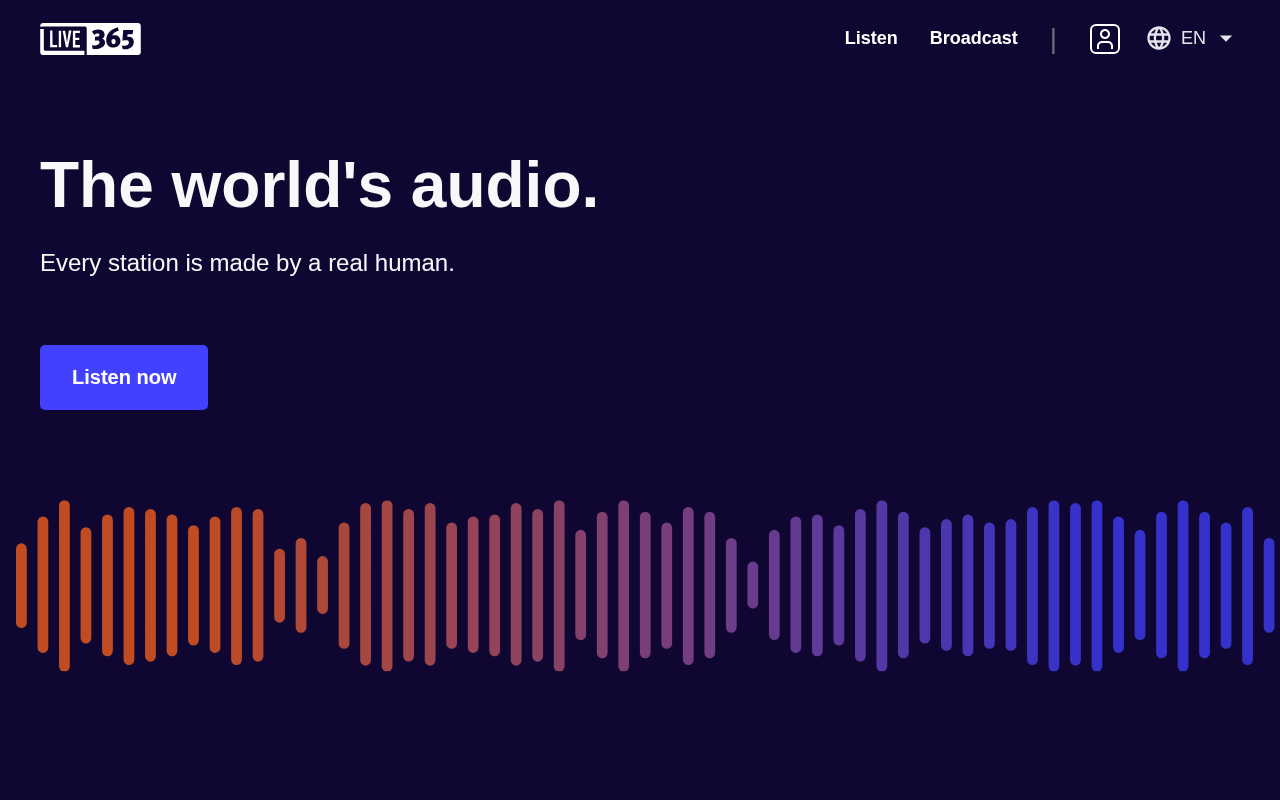 Live365 homepage screenshot