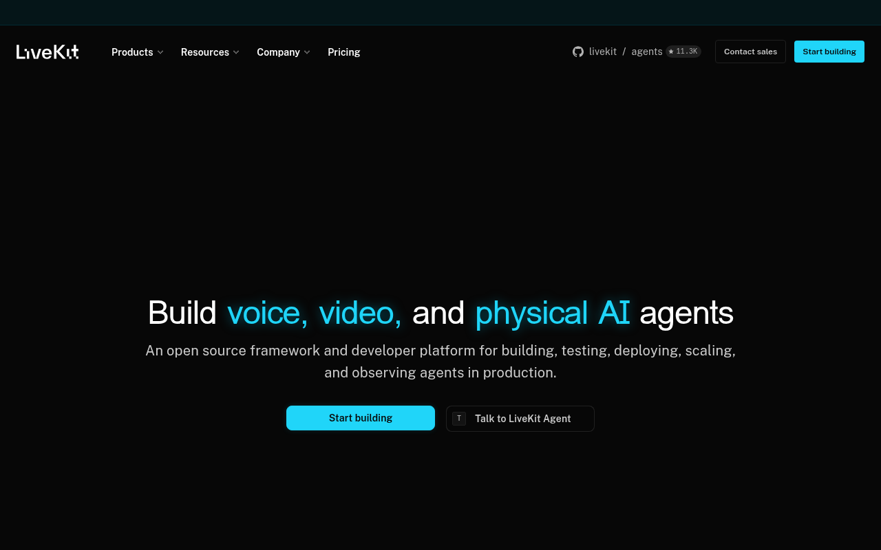 LiveKit homepage screenshot