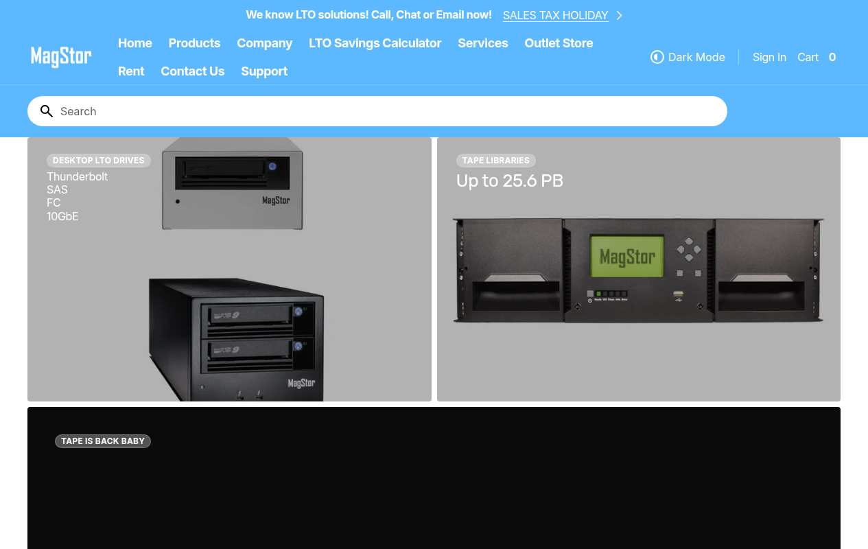 MagStor homepage screenshot