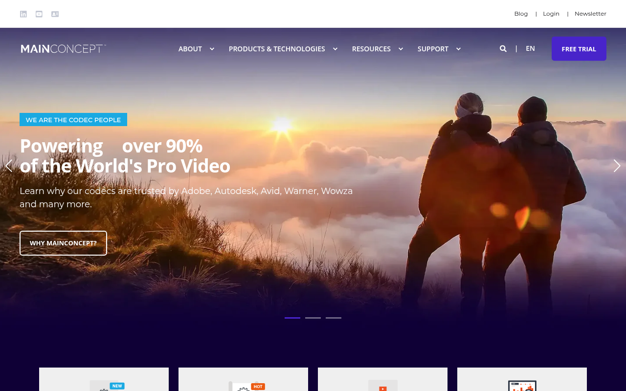 MainConcept homepage screenshot