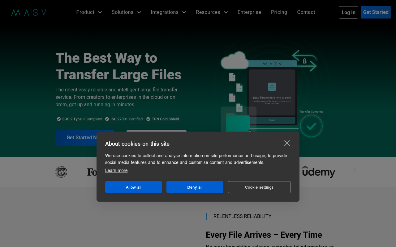 MASV homepage screenshot