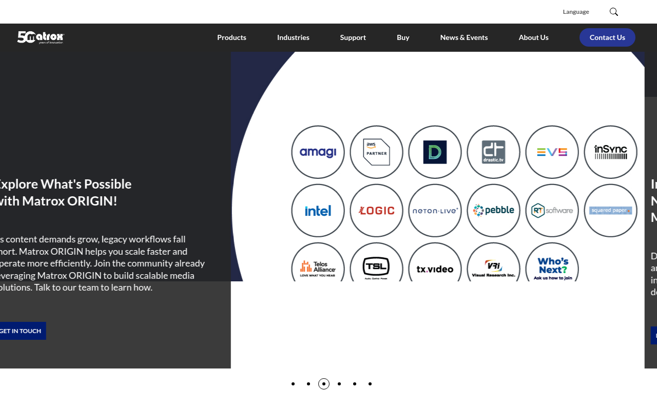 Matrox Video homepage screenshot