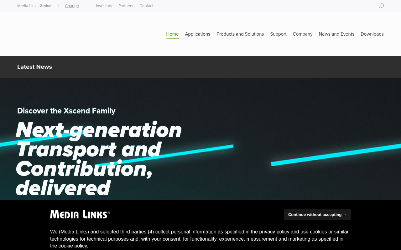 Media Links homepage screenshot