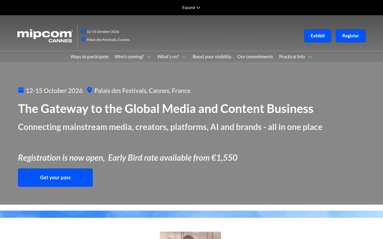 MIPCOM homepage screenshot