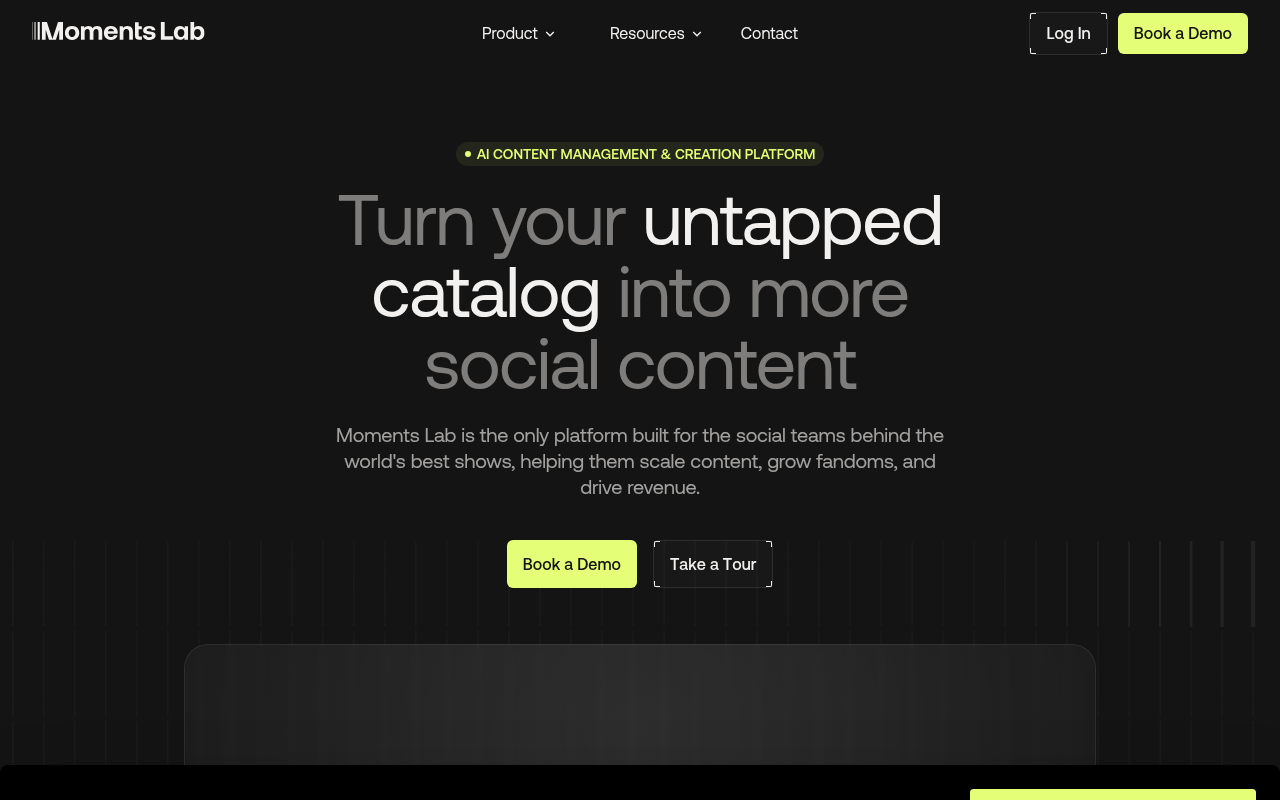 Moments Lab homepage screenshot