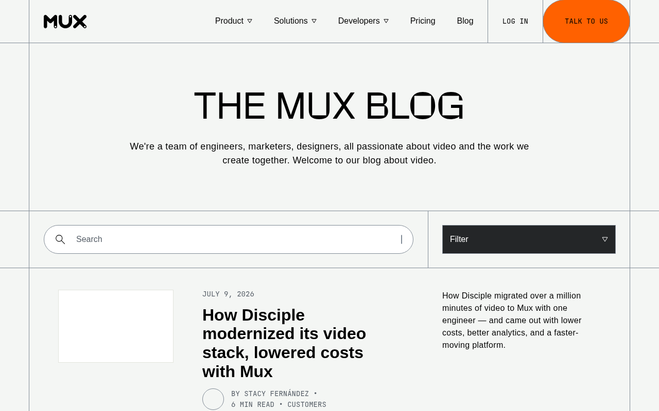 Mux Blog homepage screenshot