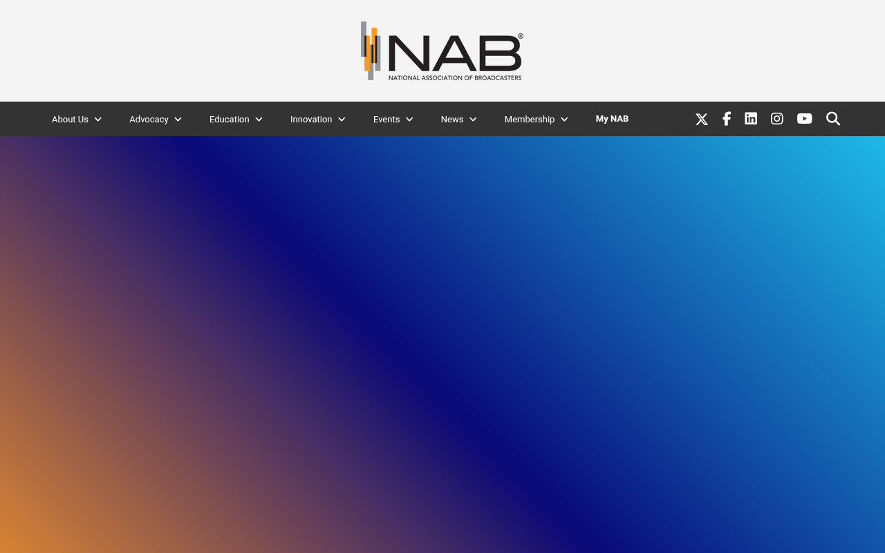 NAB (National Association of Broadcasters) homepage screenshot