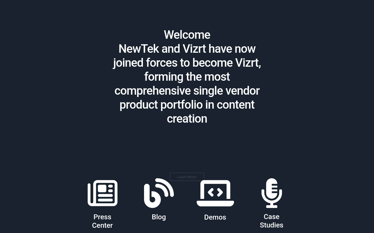 NewTek homepage screenshot