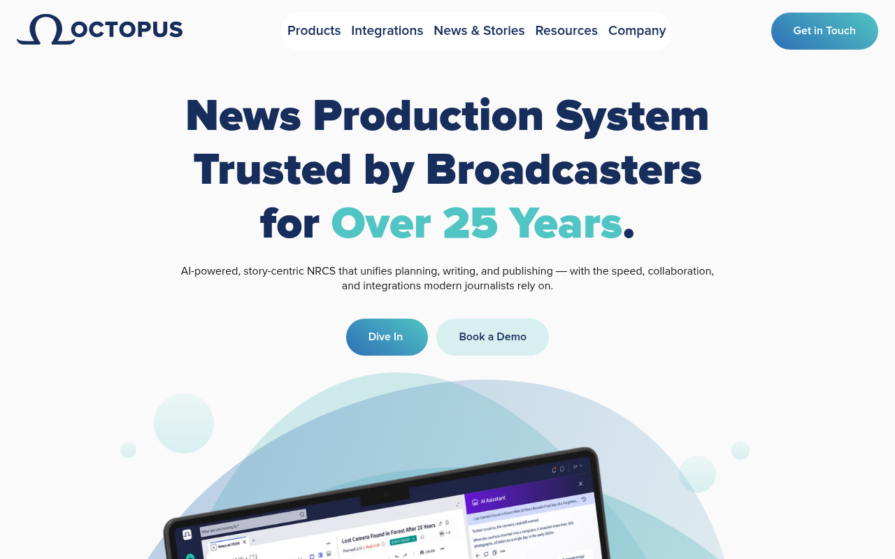 Octopus Newsroom homepage screenshot