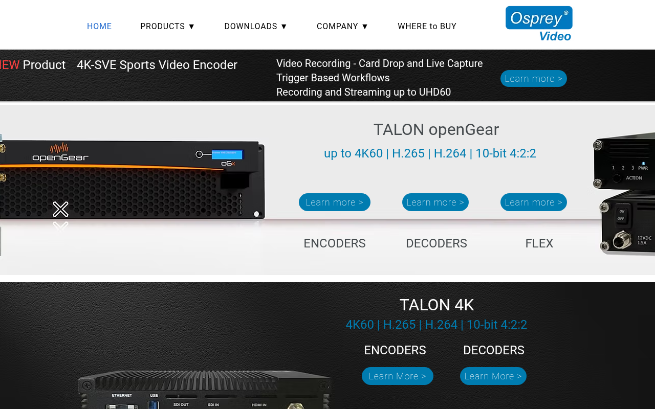 Osprey Video homepage screenshot