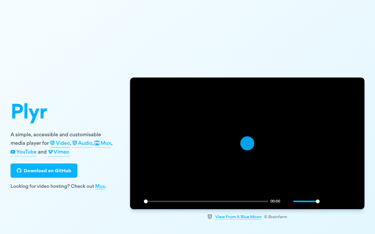 Plyr.io homepage screenshot