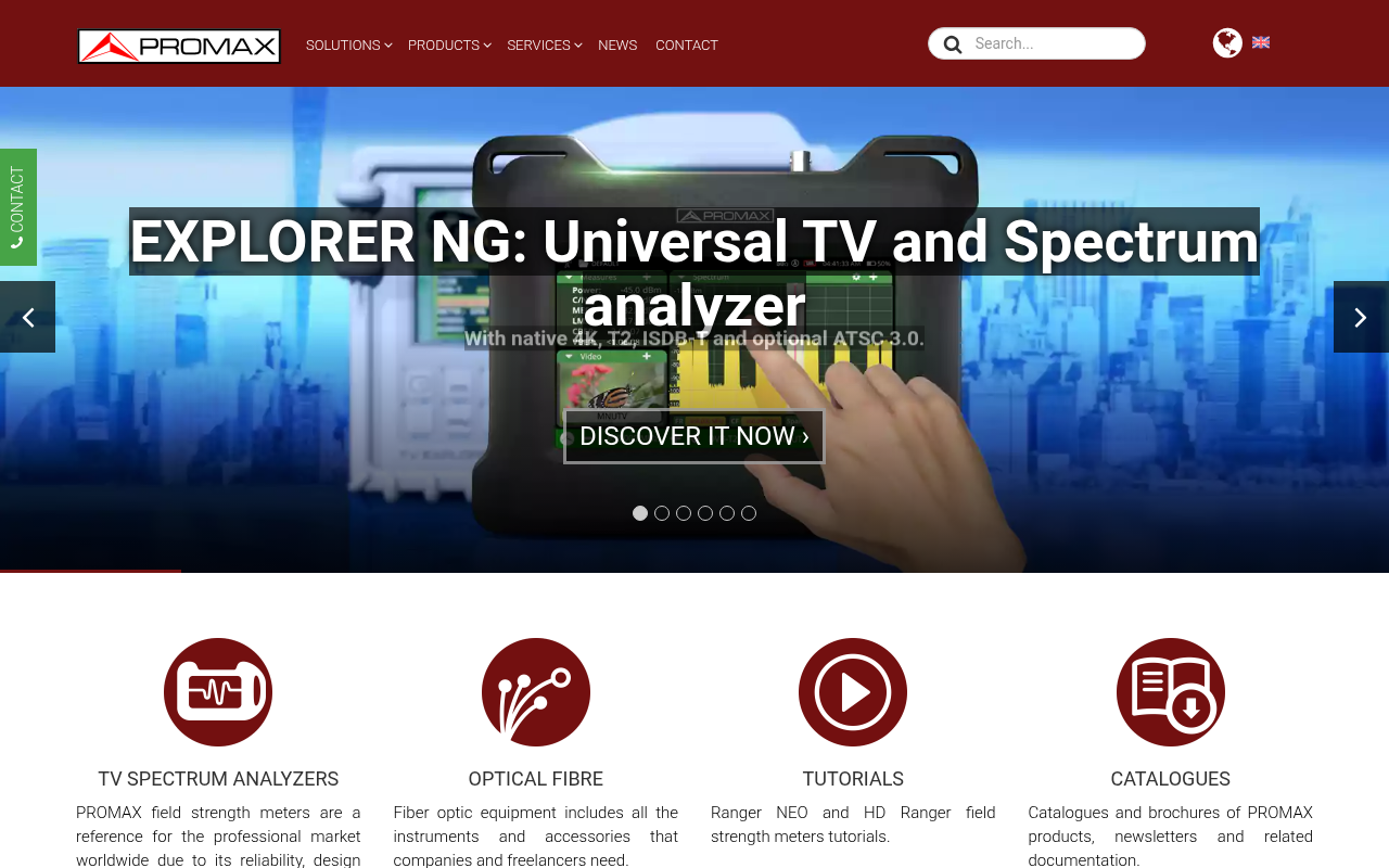 PROMAX Test & Measurement homepage screenshot