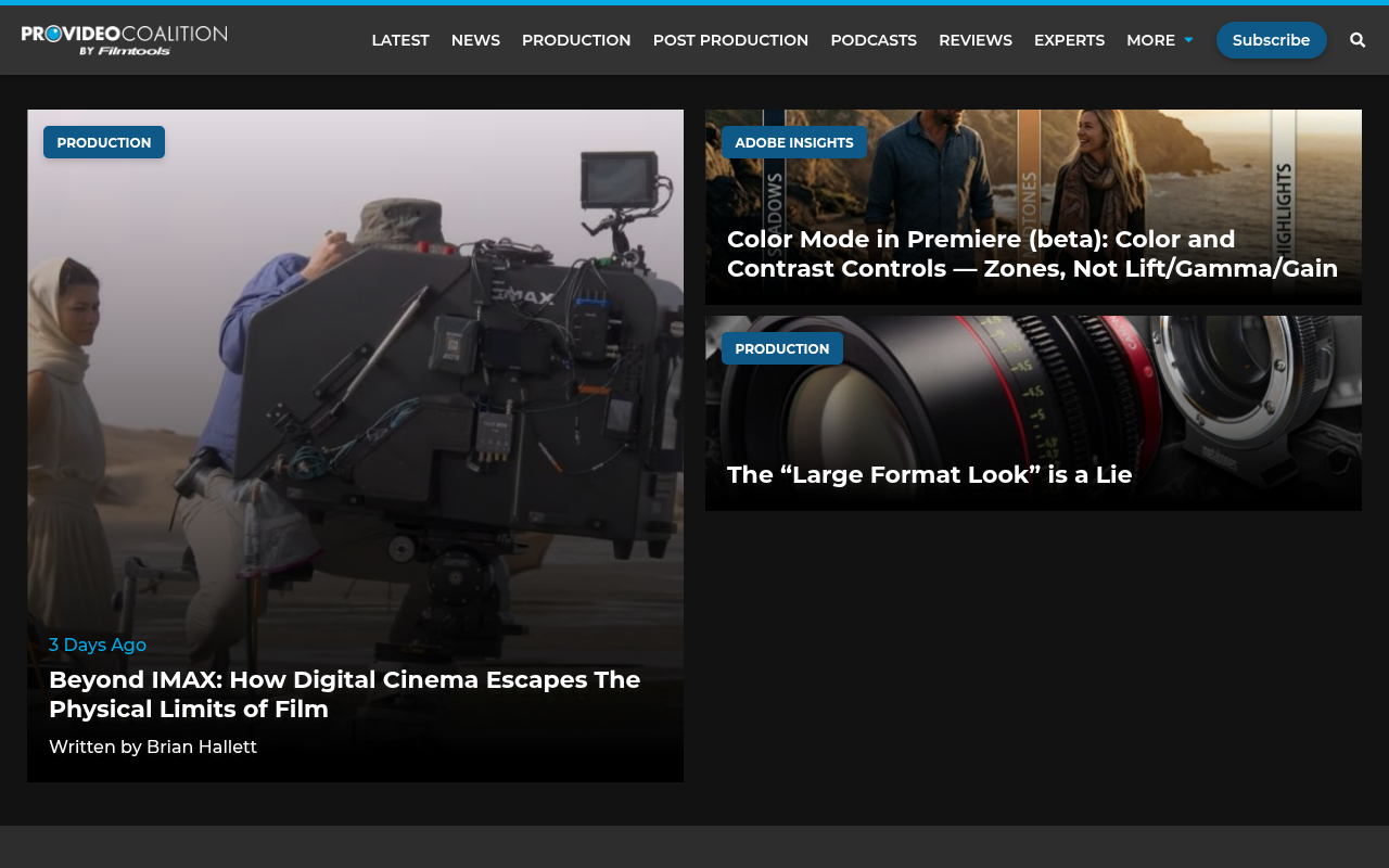 ProVideo Coalition homepage screenshot