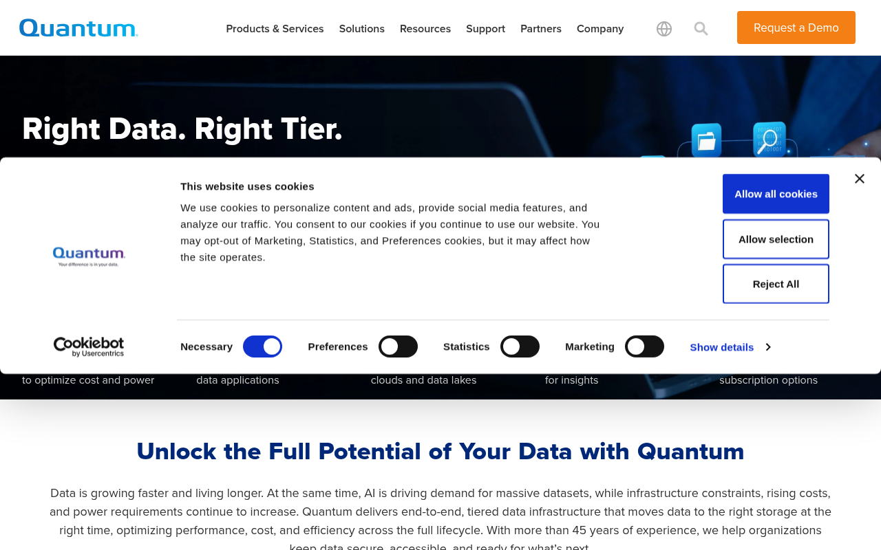Quantum homepage screenshot