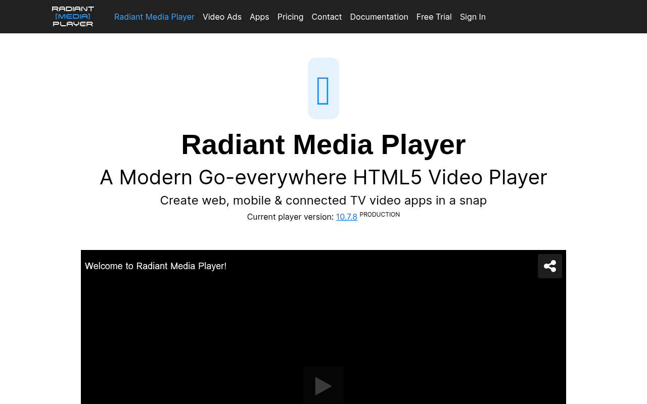 Radiant Media Player homepage screenshot