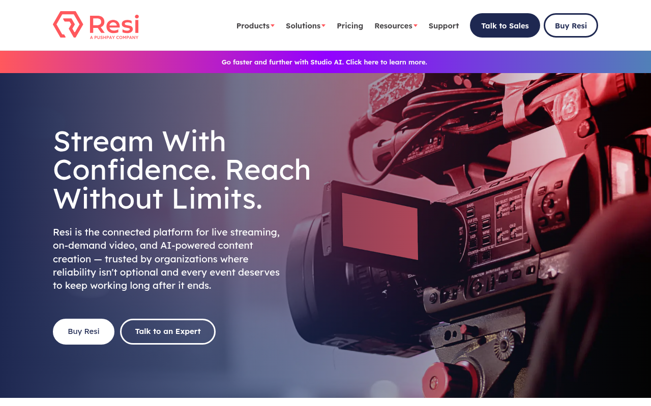 Resi (Pushpay) homepage screenshot
