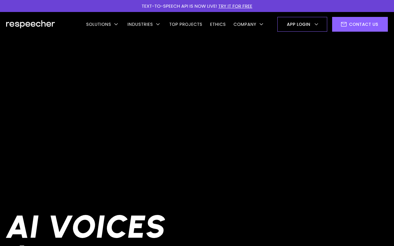 Respeecher homepage screenshot