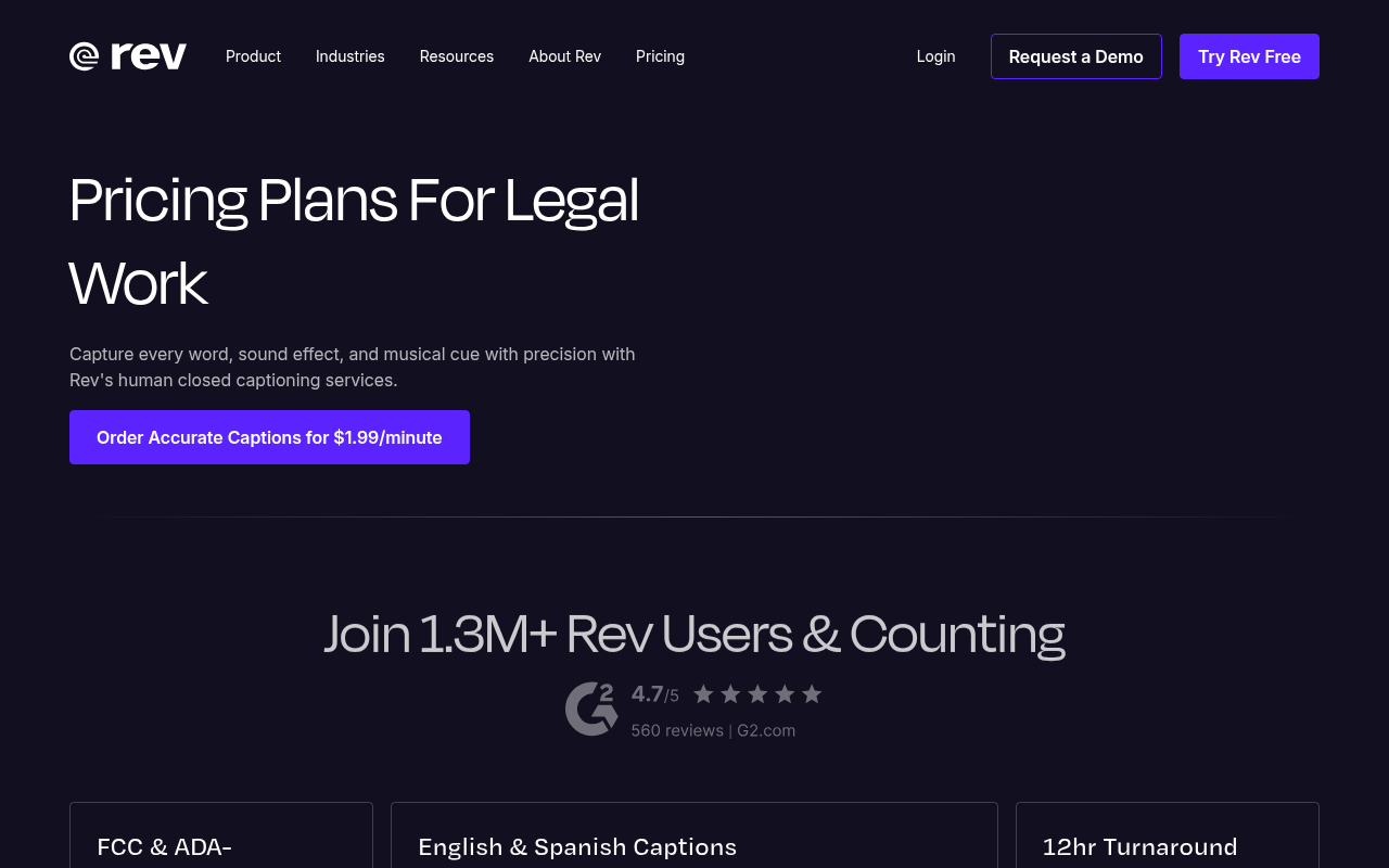 Rev homepage screenshot