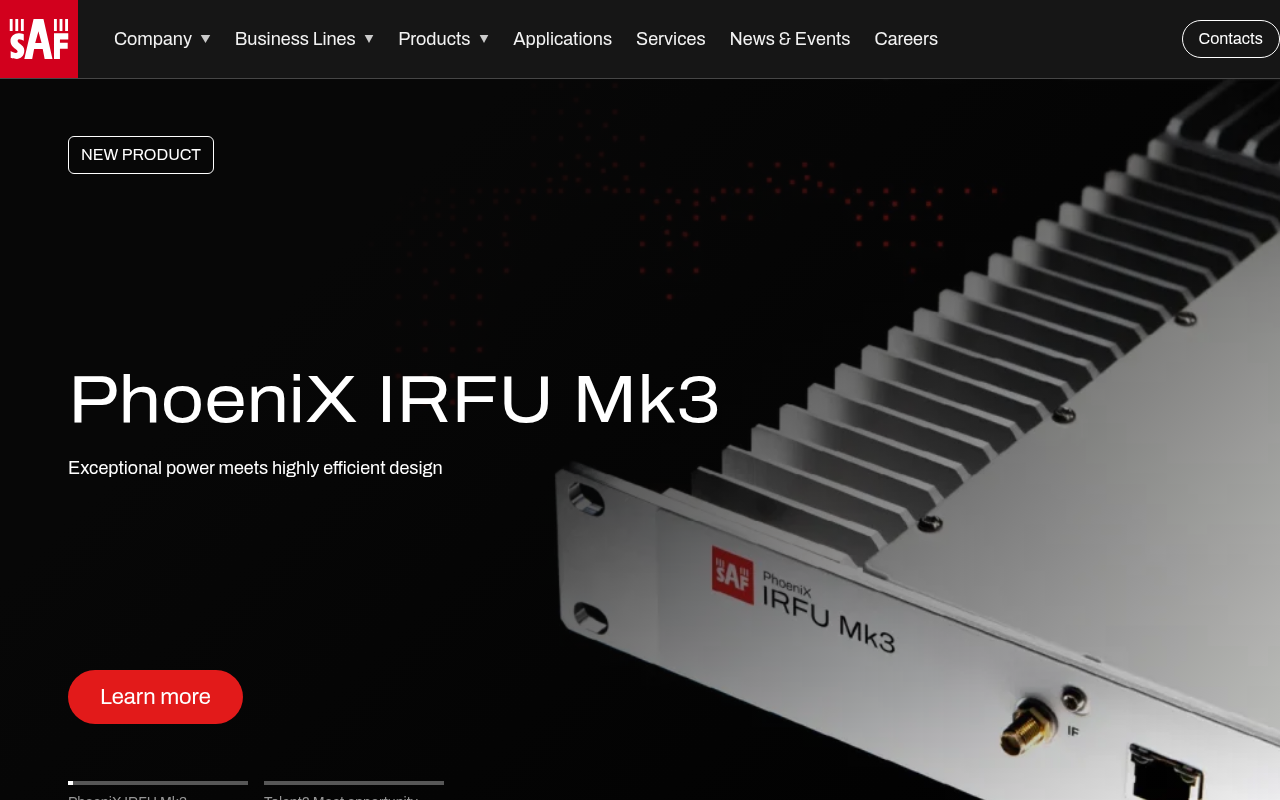SAF Tehnika homepage screenshot