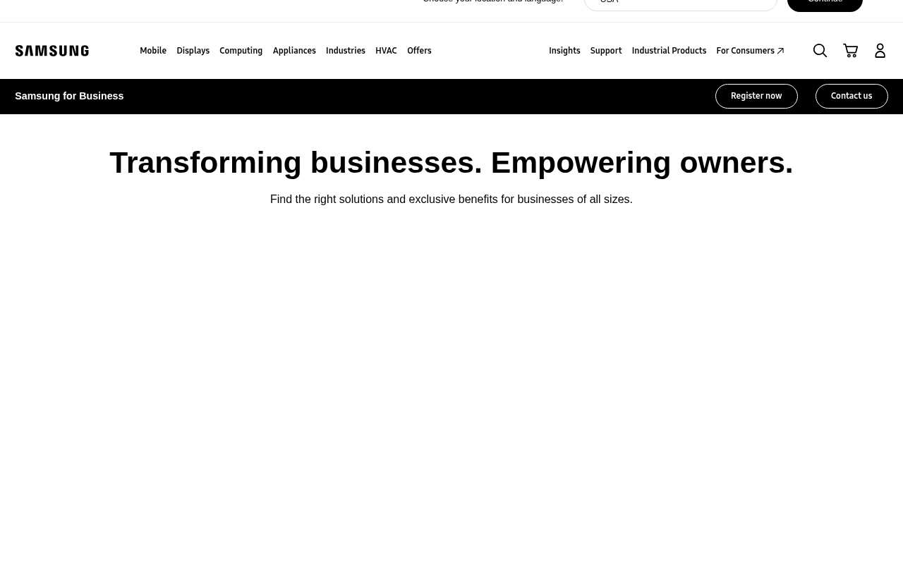 Samsung (for Business) homepage screenshot