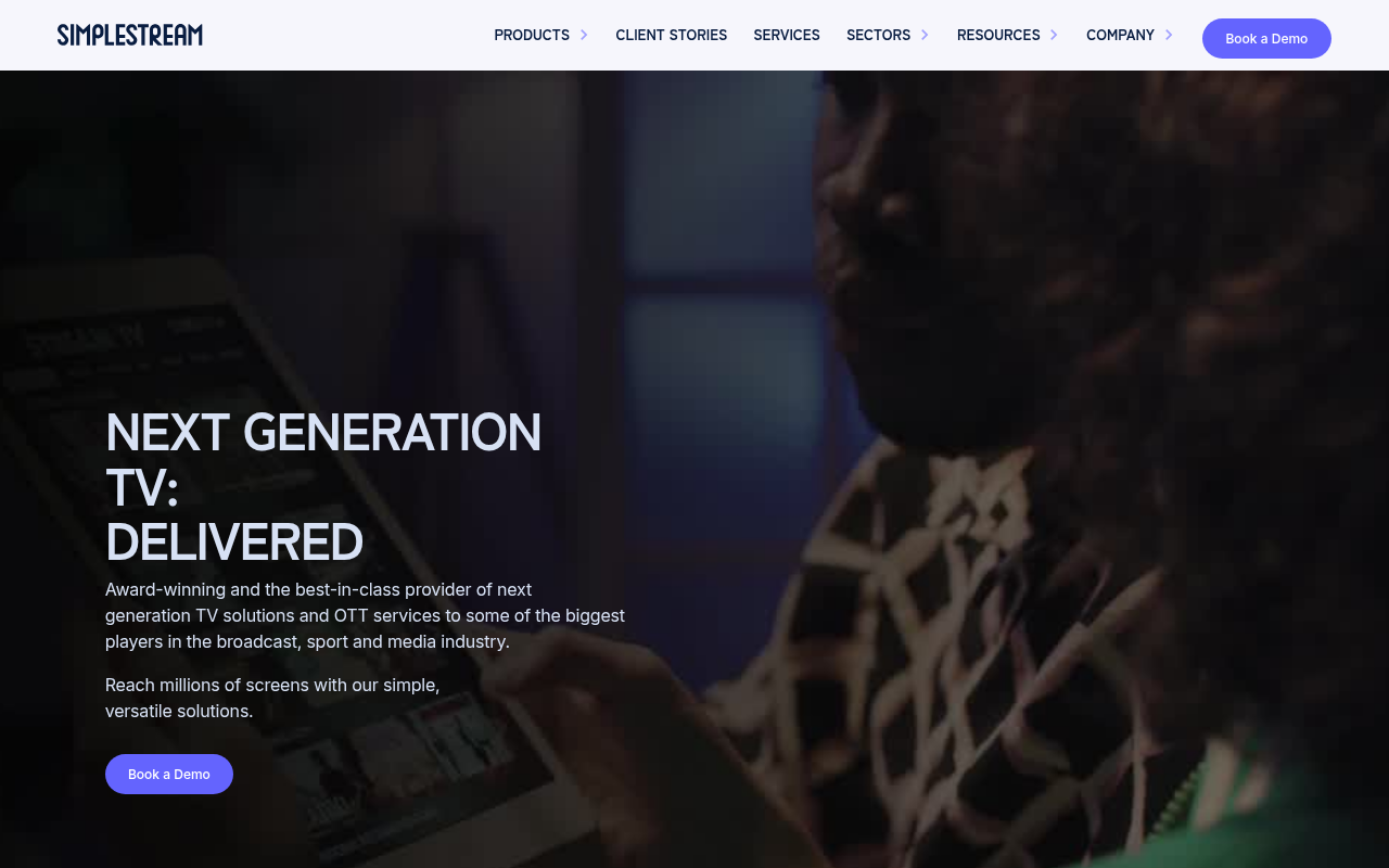 Simplestream homepage screenshot