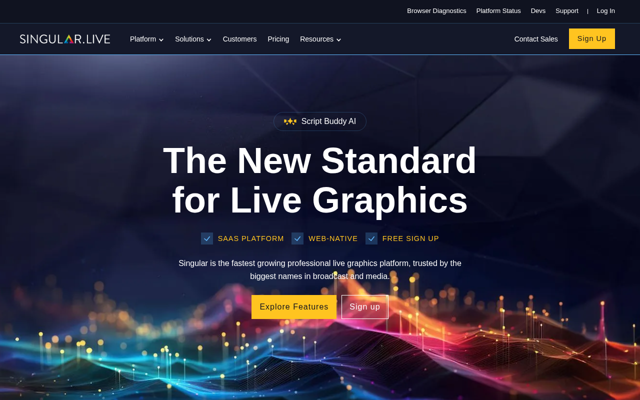 Singular.live homepage screenshot