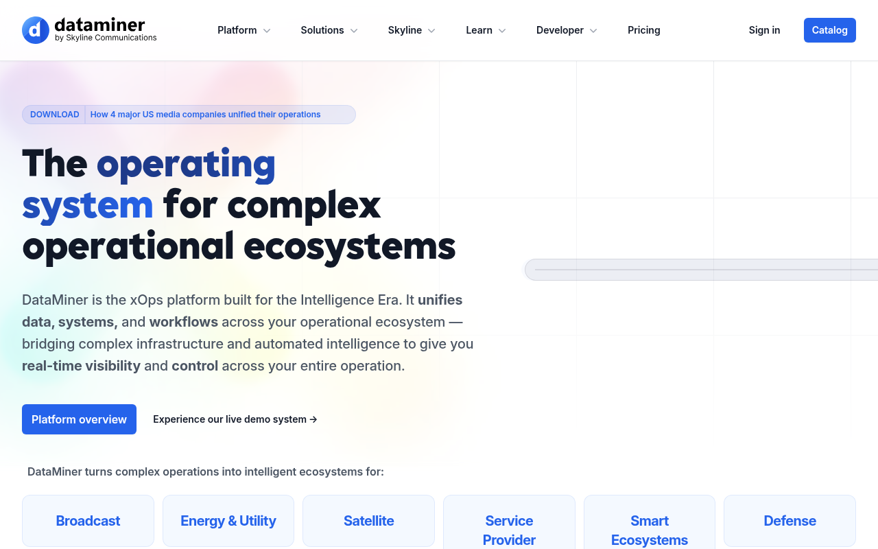 Skyline Communications homepage screenshot