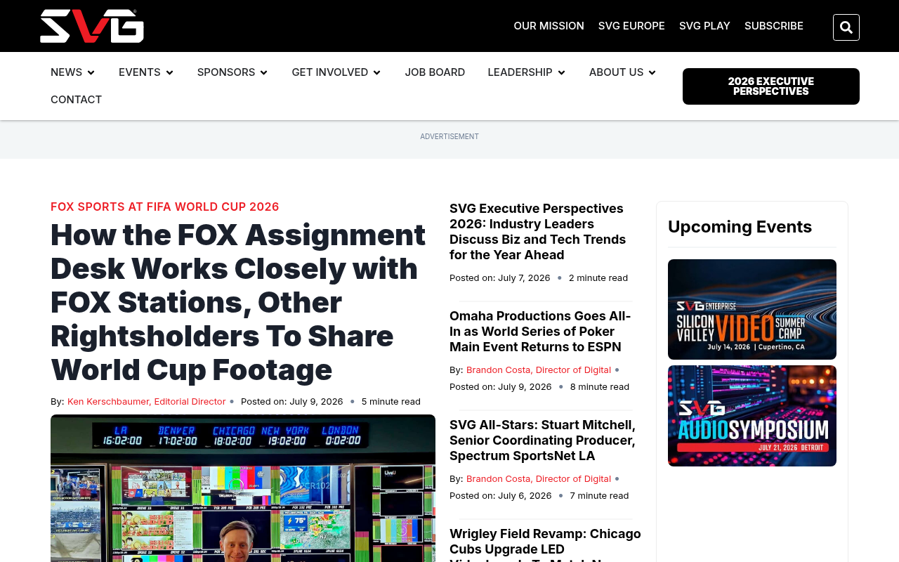 Sports Video Group homepage screenshot