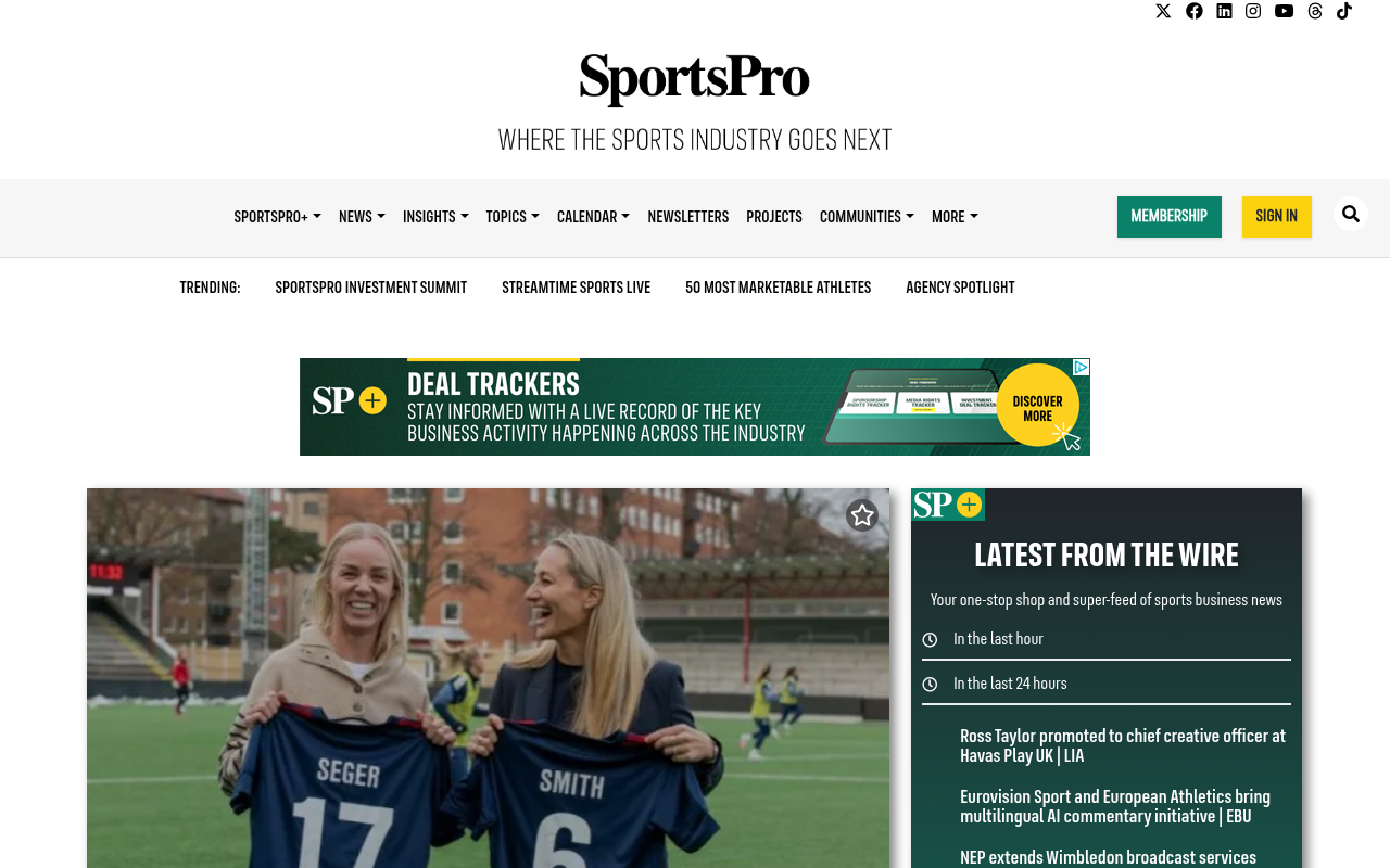 SportsPro Media homepage screenshot
