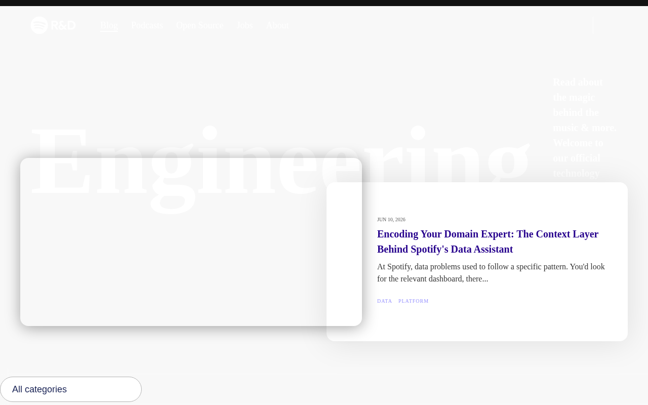 Spotify Engineering homepage screenshot