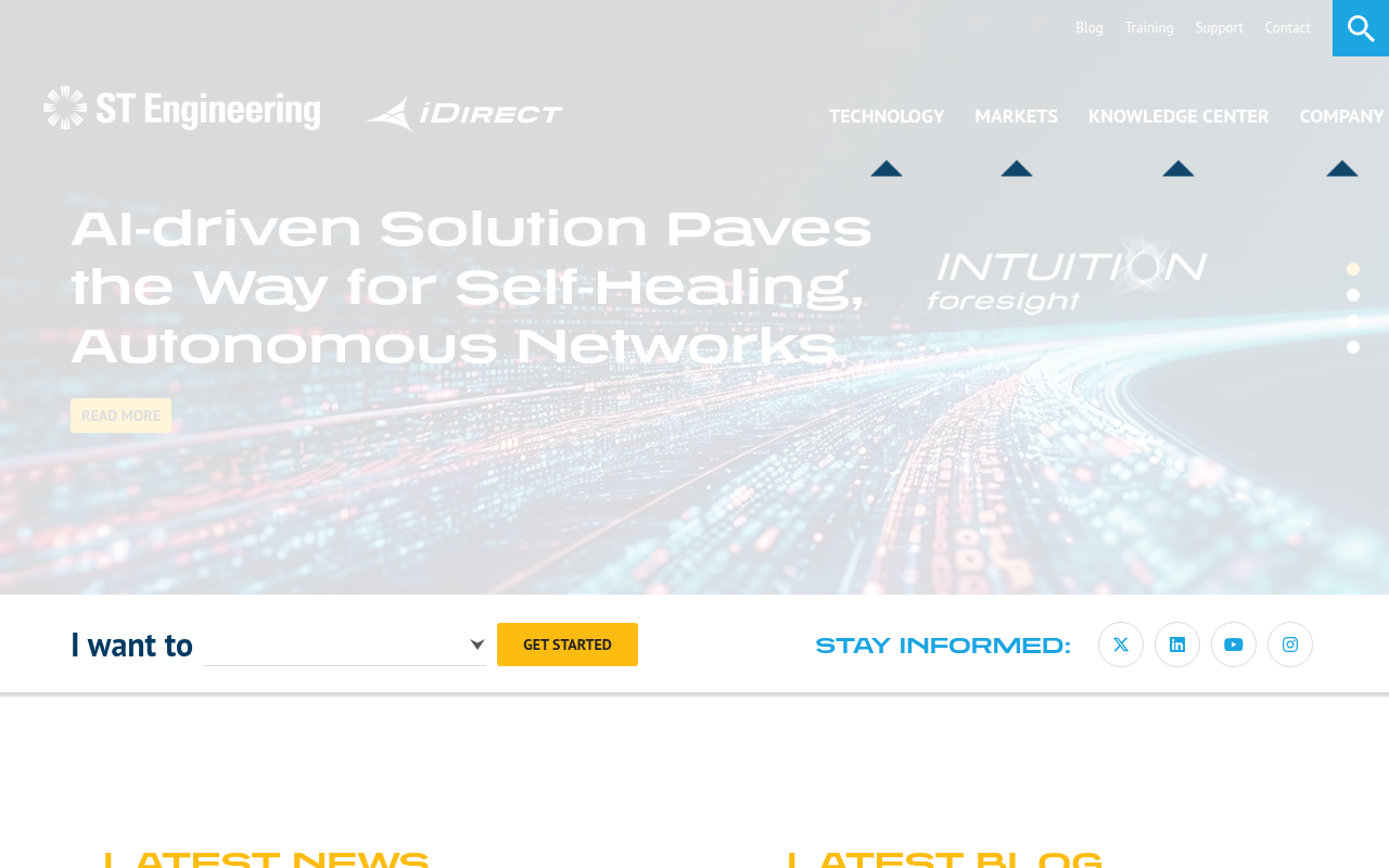 ST Engineering iDirect homepage screenshot