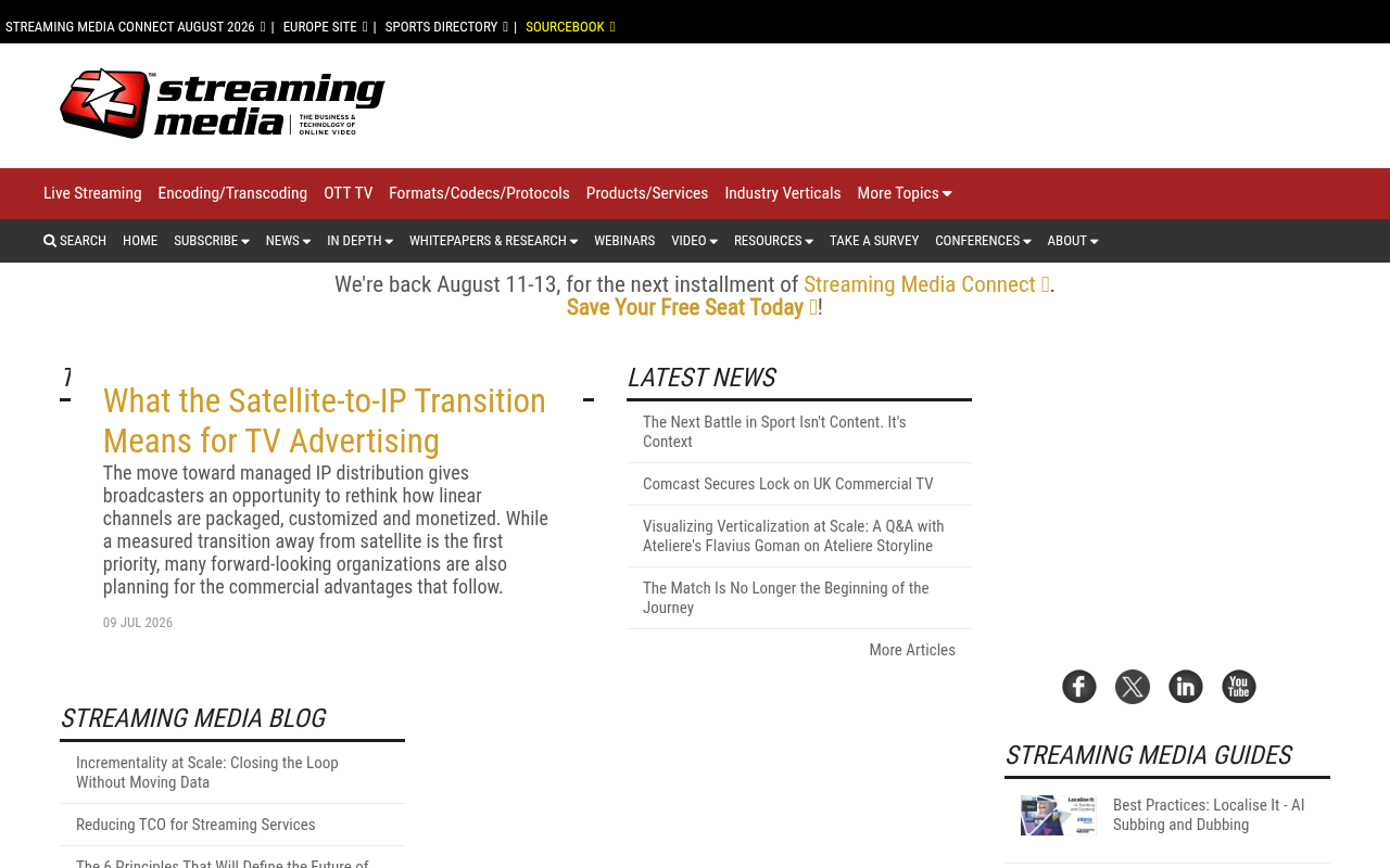 Streaming Media homepage screenshot