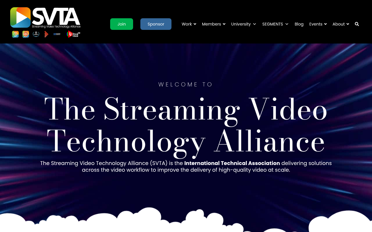SVTA (Streaming Video Technology Alliance) homepage screenshot