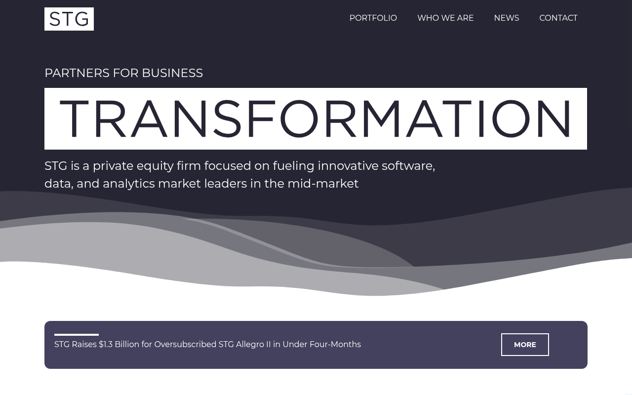Symphony Technology Group (STG) homepage screenshot