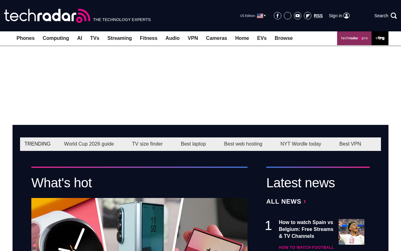 TechRadar homepage screenshot