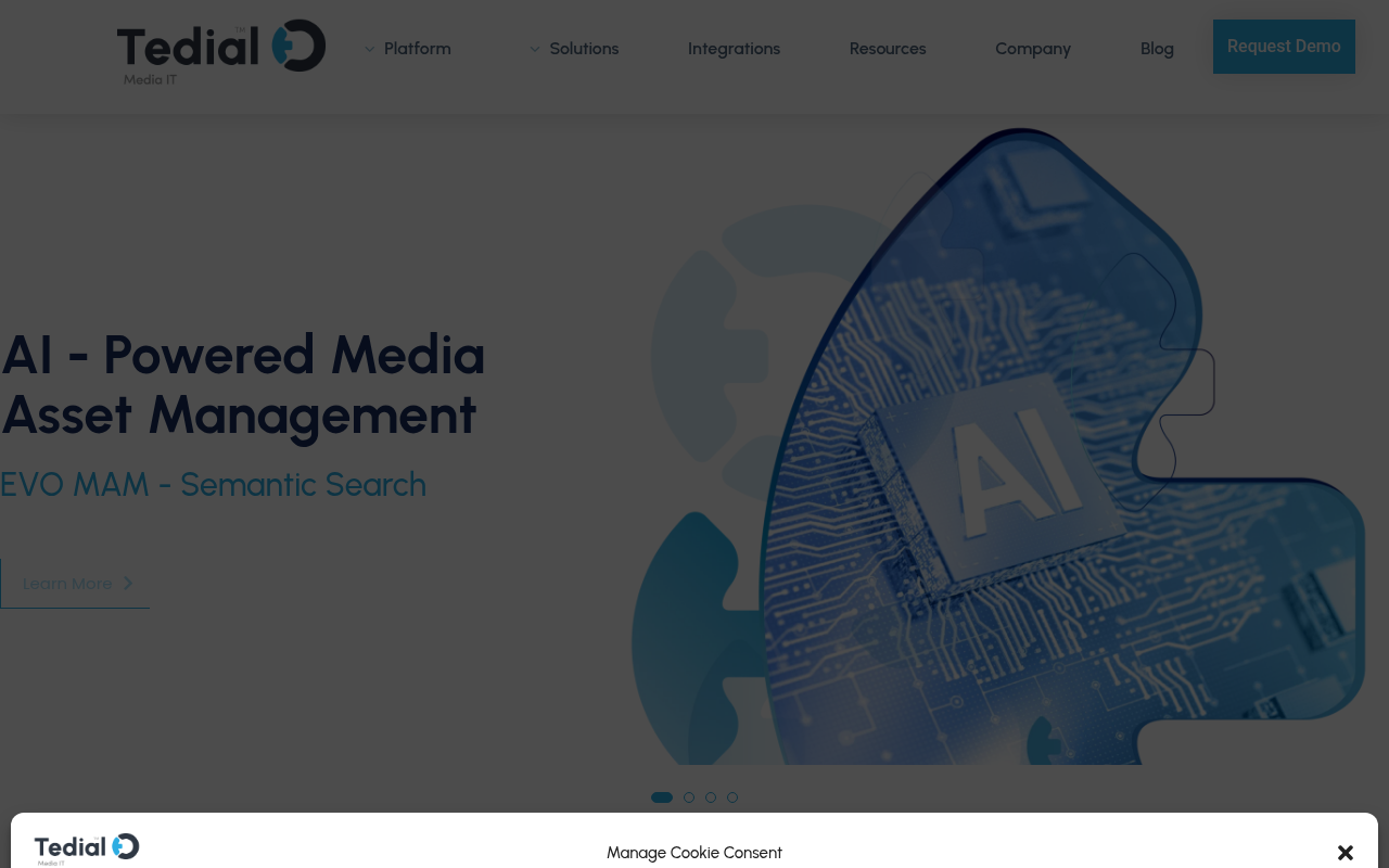 Tedial homepage screenshot