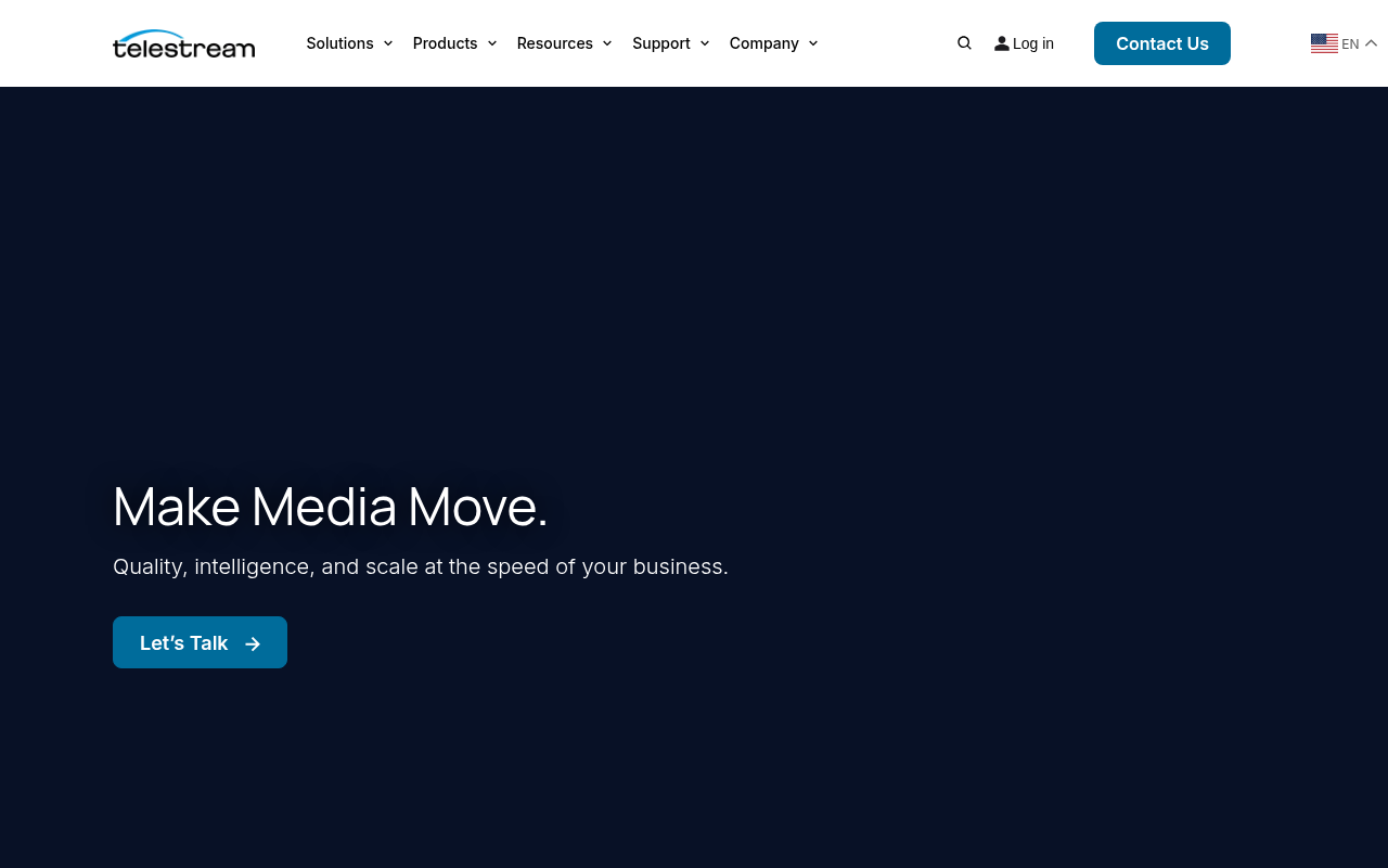 Telestream homepage screenshot