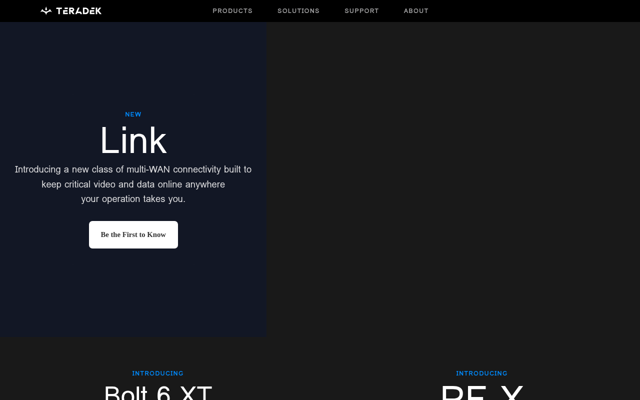 Teradek homepage screenshot