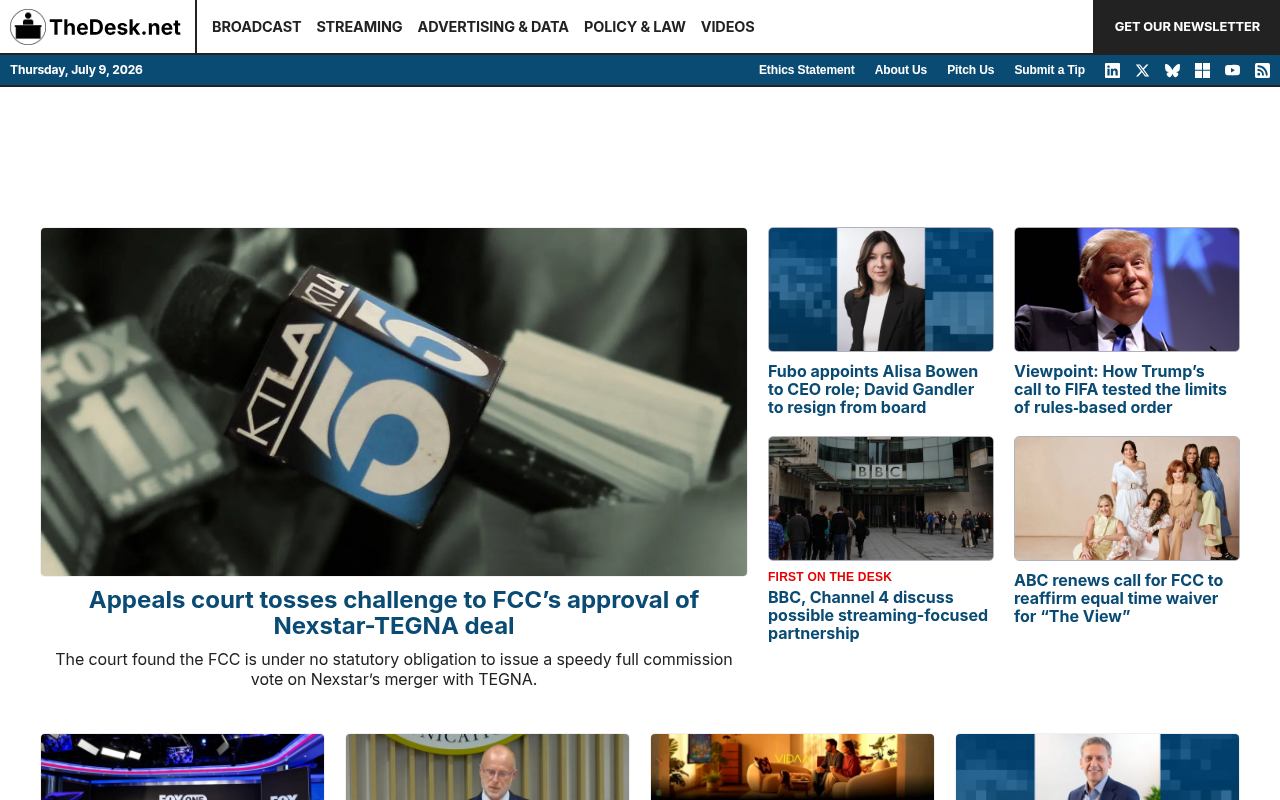 The Desk homepage screenshot