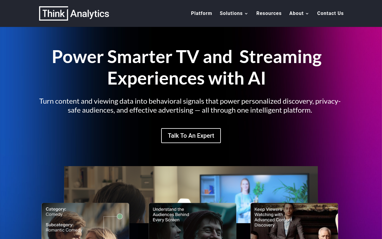 ThinkAnalytics homepage screenshot