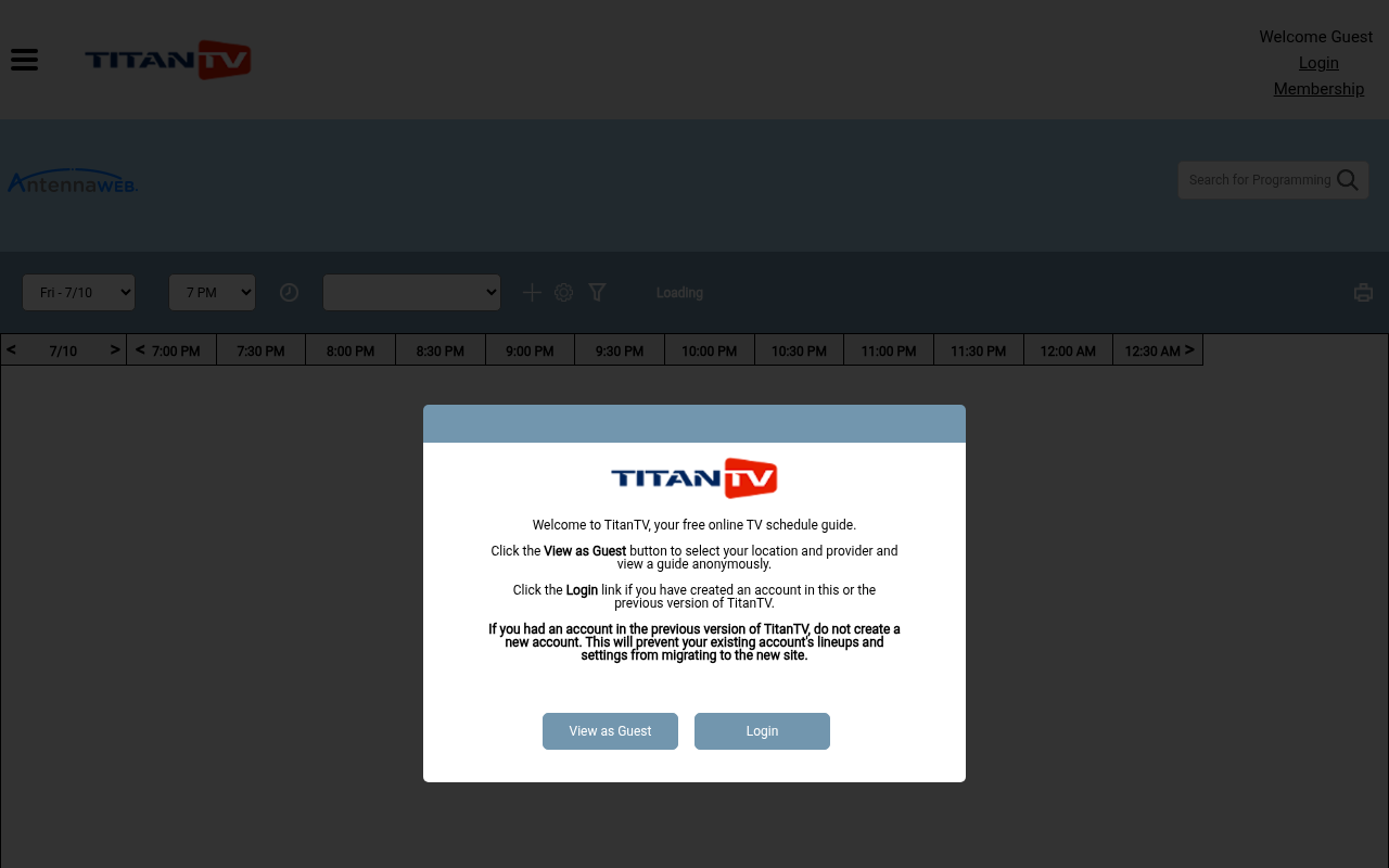 TitanTV homepage screenshot