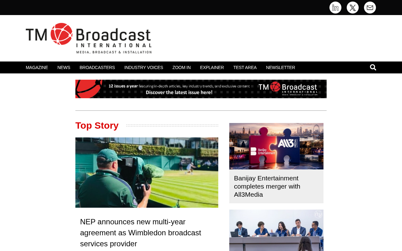 TM Broadcast International homepage screenshot