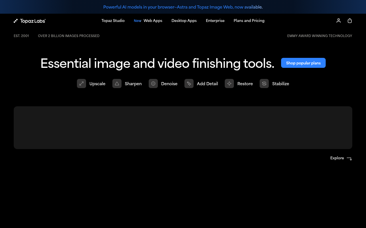 Topaz Labs homepage screenshot